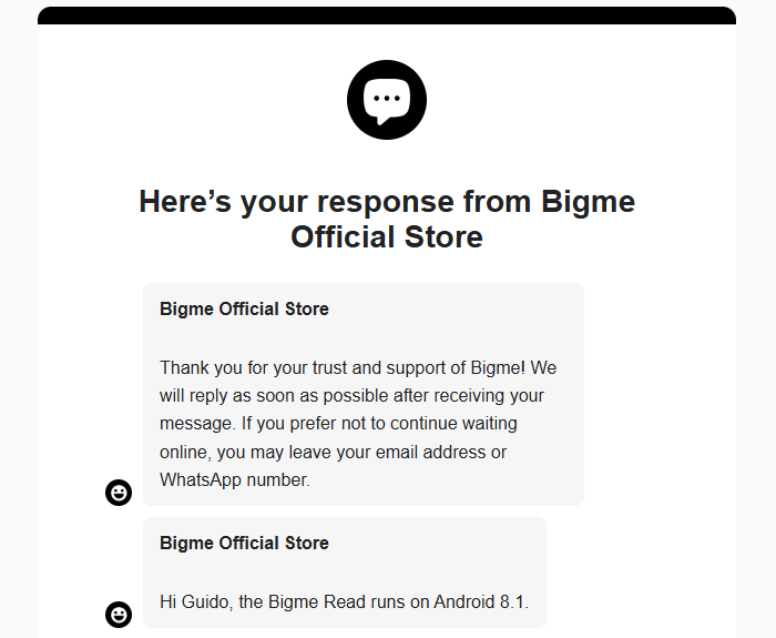 Bigme Read Android version