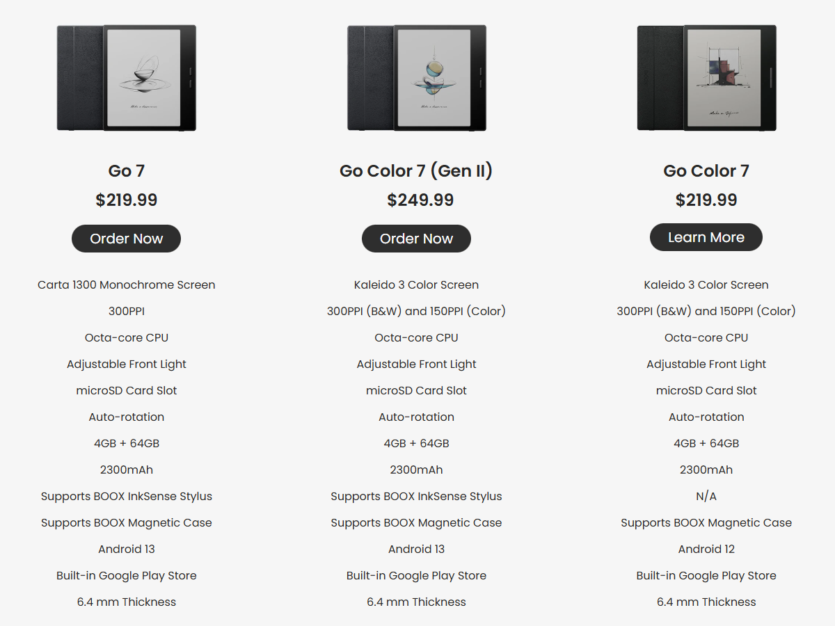 Onyx Boox Go 7 stylus support